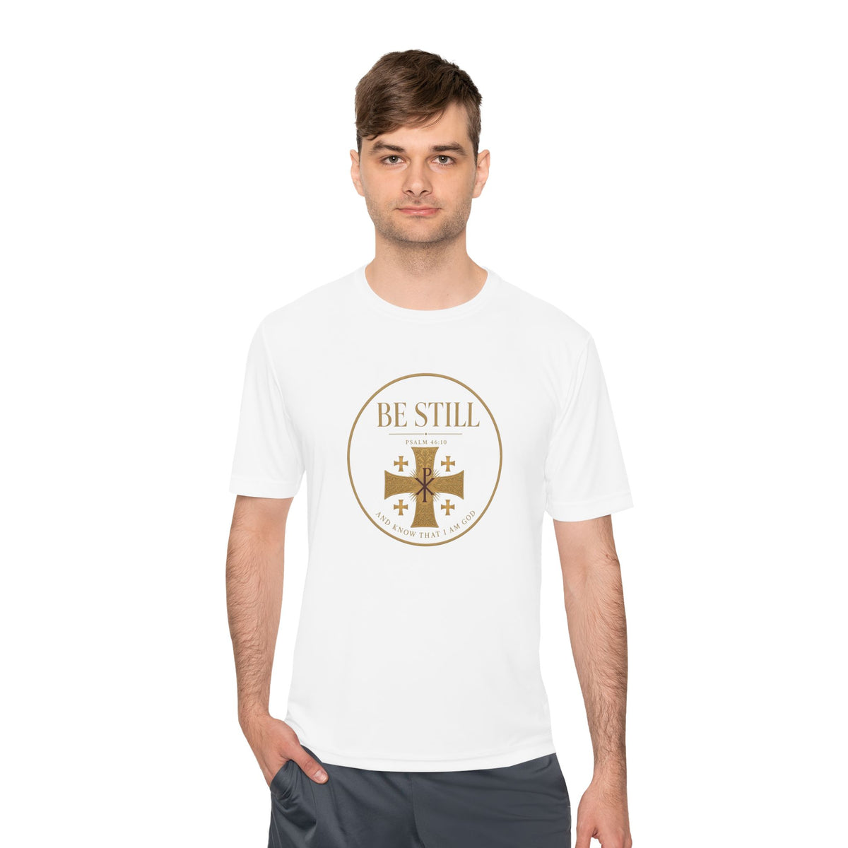 Be Still Psalm 46:10 Men's Dry-Fit Performance Tee