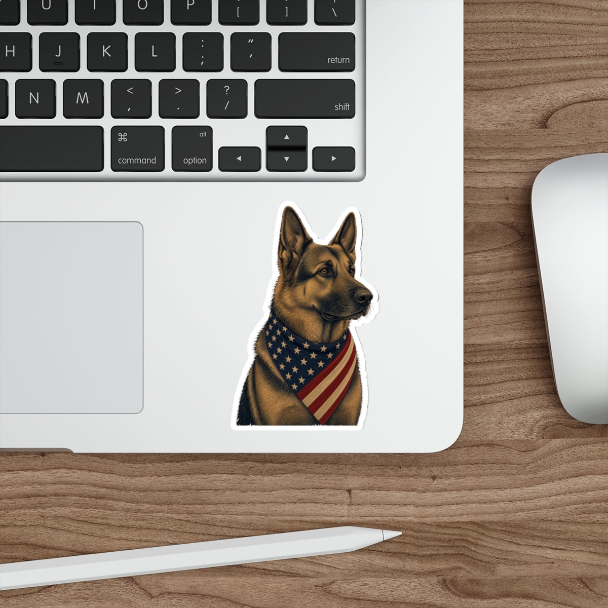 Patriotic German Shepherd American Flag Bandana Die-Cut Sticker