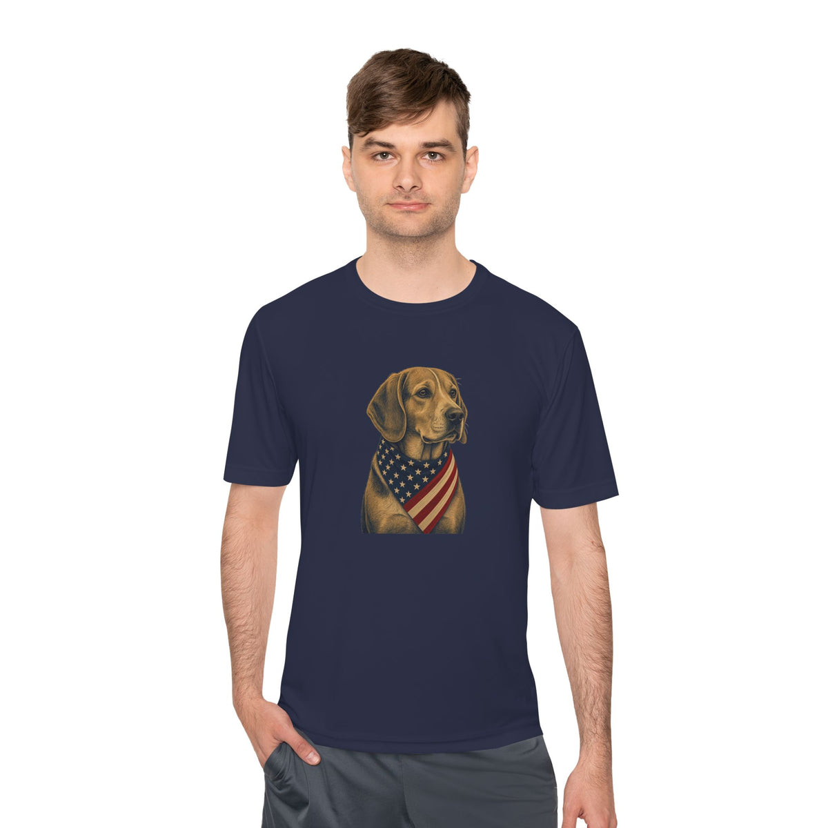 Patriotic Beagle American Flag Bandana Men's Dry-Fit Performance Tee
