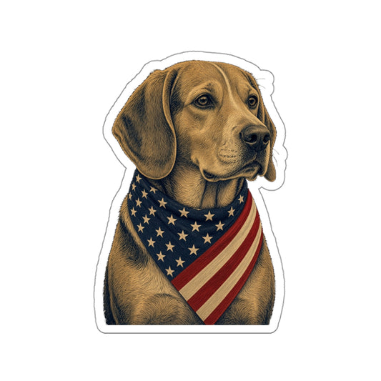 Patriotic Beagle American Flag Bandana Die-Cut Sticker