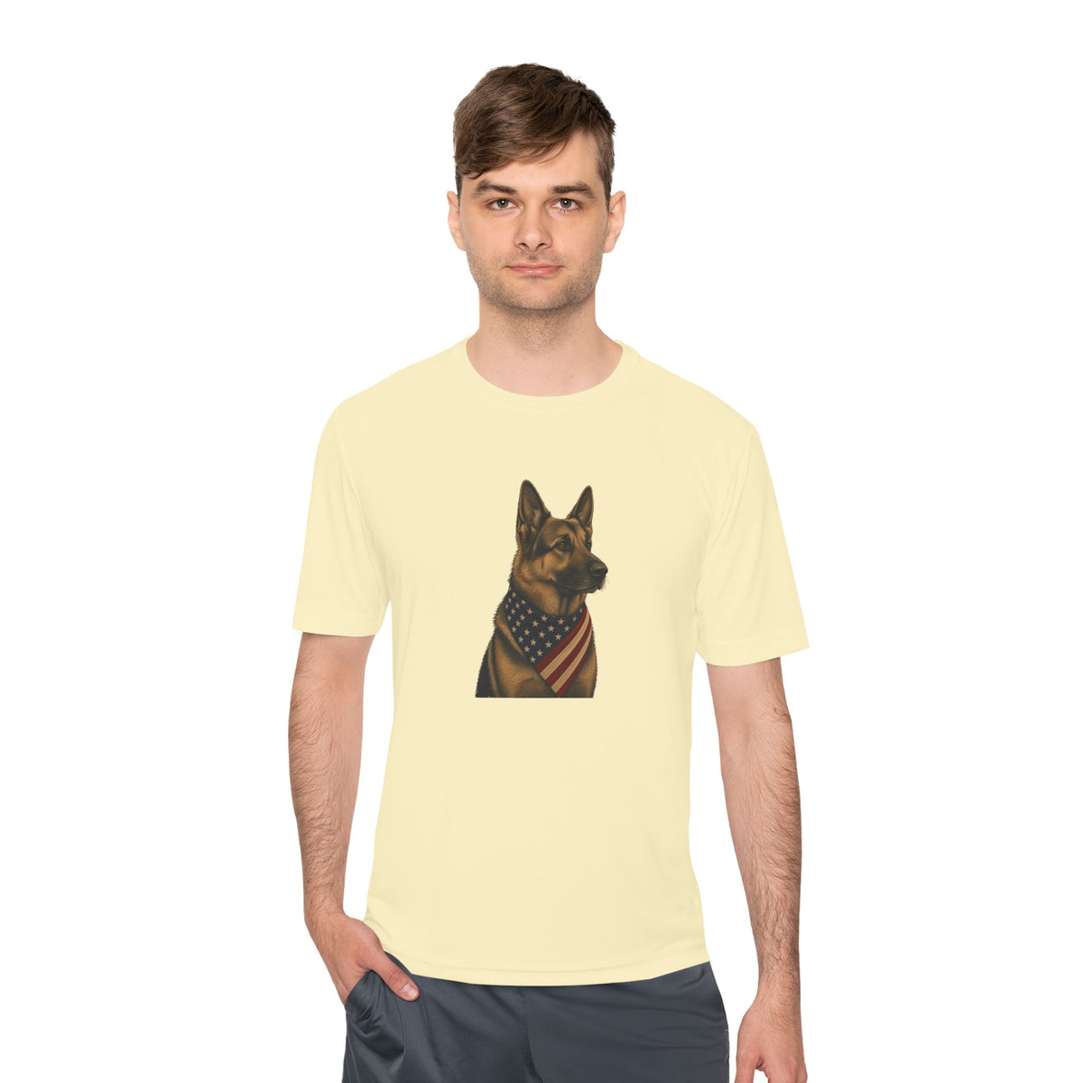 Patriotic German Shepherd American Flag Bandana Men's Dry-Fit Performance Tee