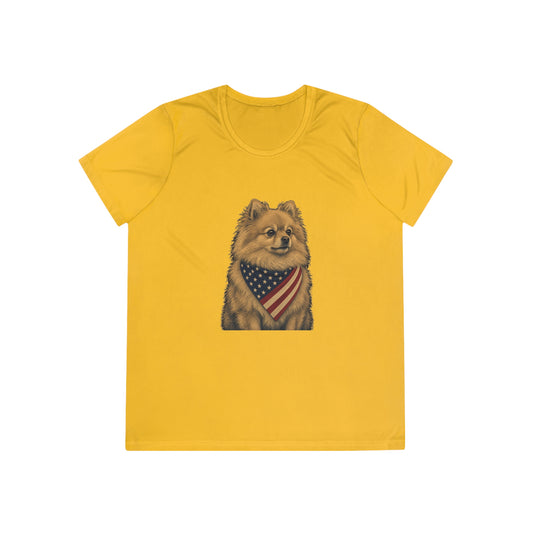 Patriotic Pomeranian American Flag Bandana Women's Dry-Fit Performance Tee