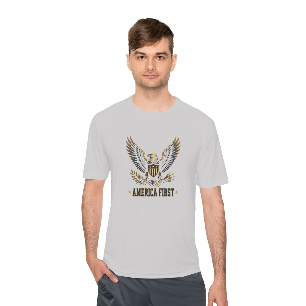 America First Eagle Men's Dry-Fit Performance Tee