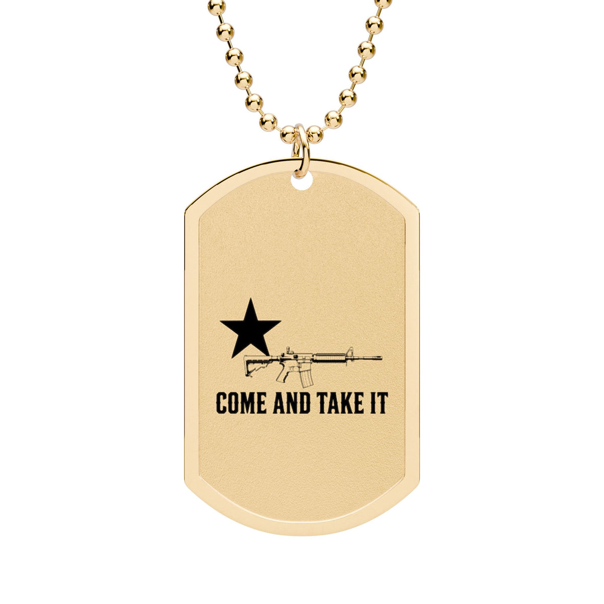 Come and Take It Rifle Dog Tag Necklace