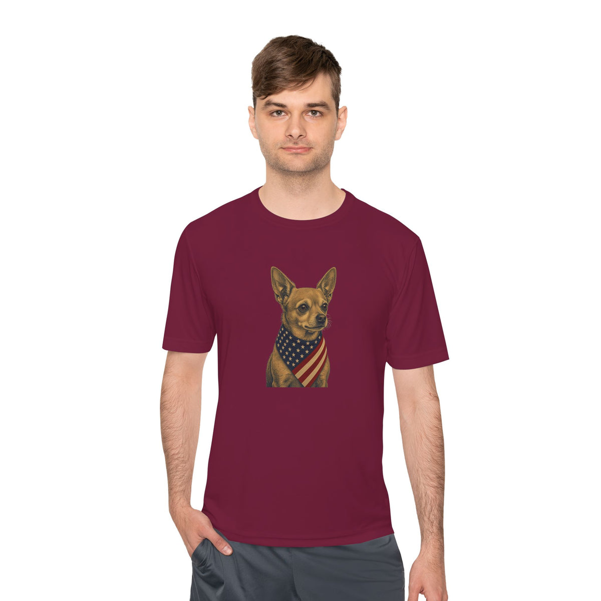 Patriotic Chihuahua American Flag Bandana Men's Dry-Fit Performance Tee