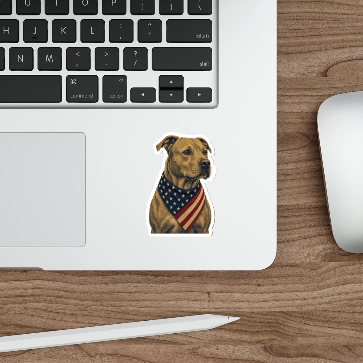 Patriotic Pit Bull American Flag Bandana Die-Cut Sticker