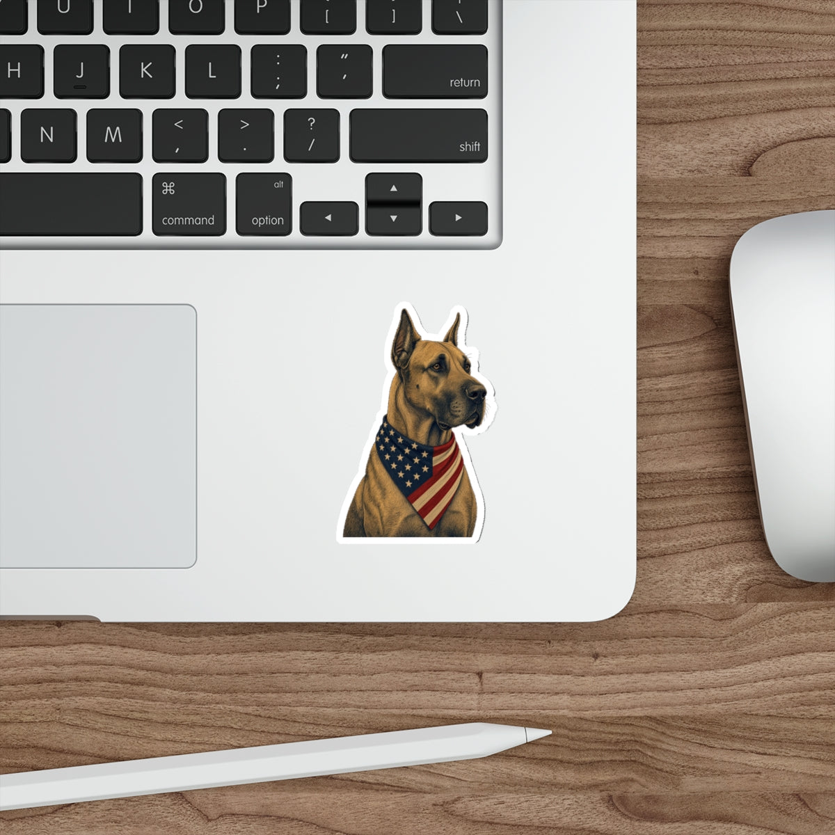 Patriotic Great Dane American Flag Bandana Die-Cut Sticker