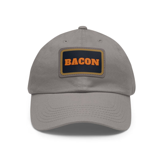 BACON Orange Block Faux Leather Patch Dad Hat