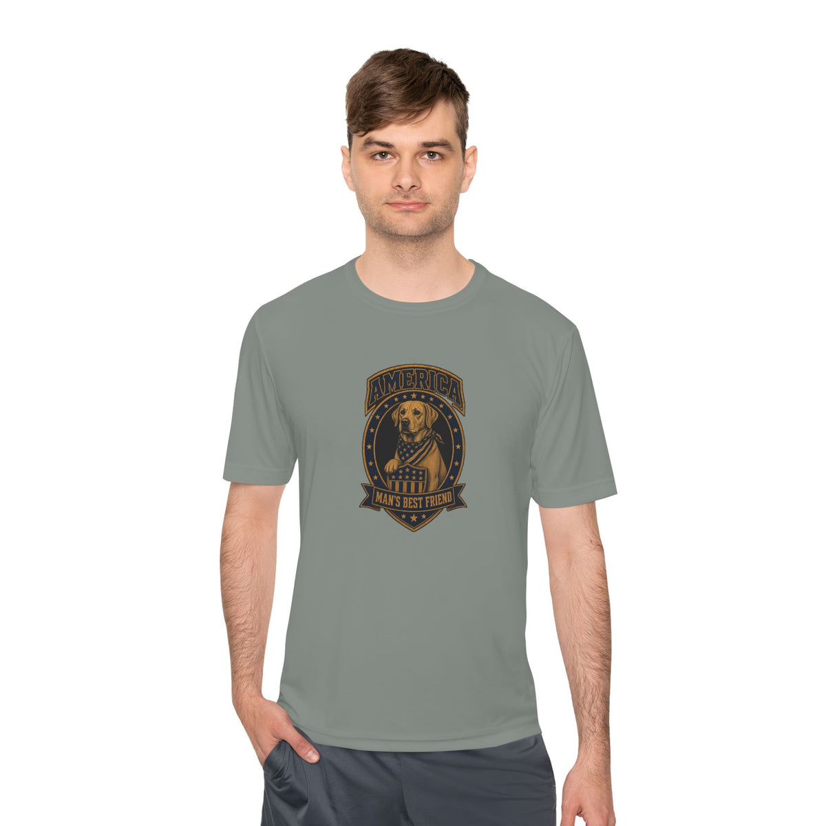 America Man's Best Friend Badge Men's Dry-Fit Performance Tee