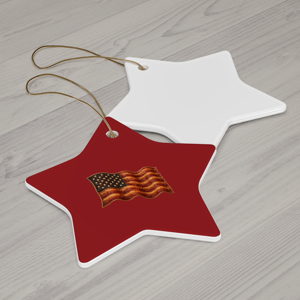 Bacon Flag Ceramic Christmas Ornament