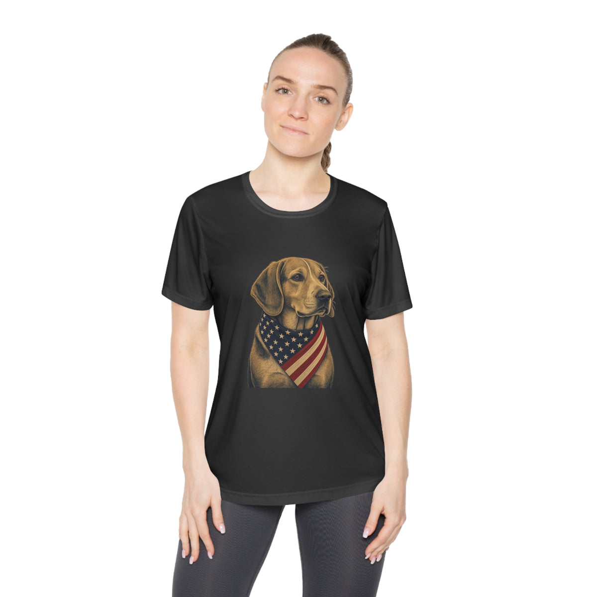 Patriotic Beagle American Flag Bandana Women's Dry-Fit Performance Tee