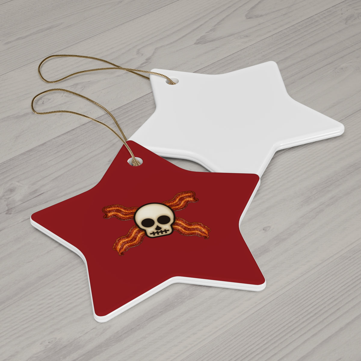 Bacon Jolly Roger Ceramic Christmas Ornament