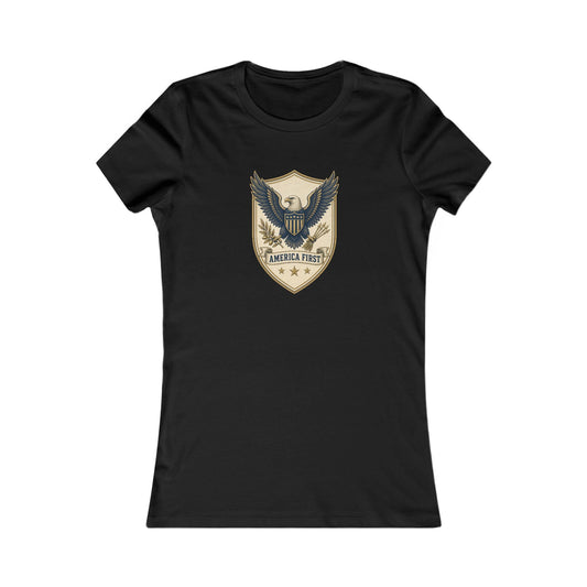 America First Badge Women's Slim Fit Tee