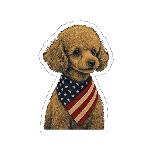 Patriotic Toy Poodle American Flag Bandana Die-Cut Sticker