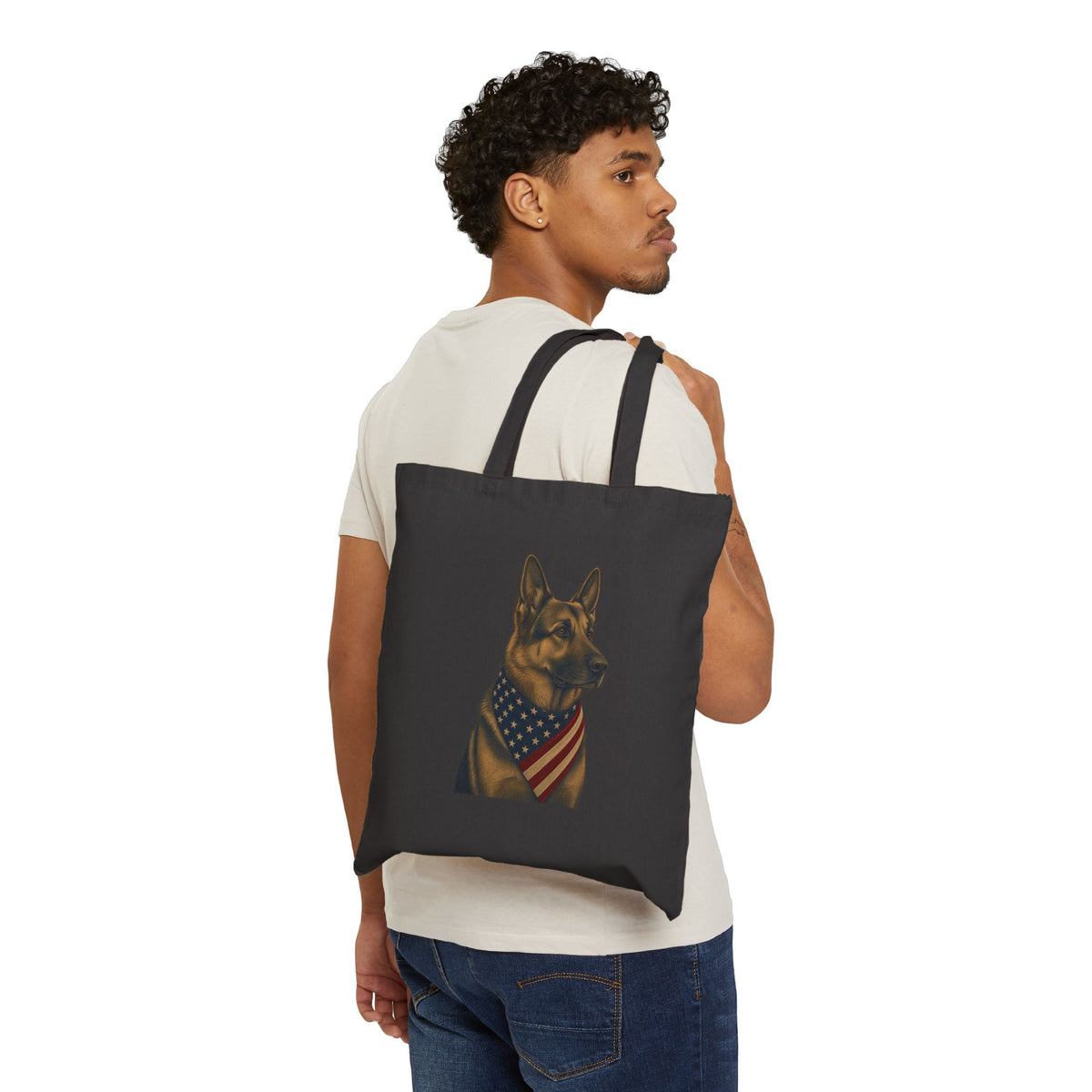 German Shepherd Patriotic Pup Canvas Tote Bag