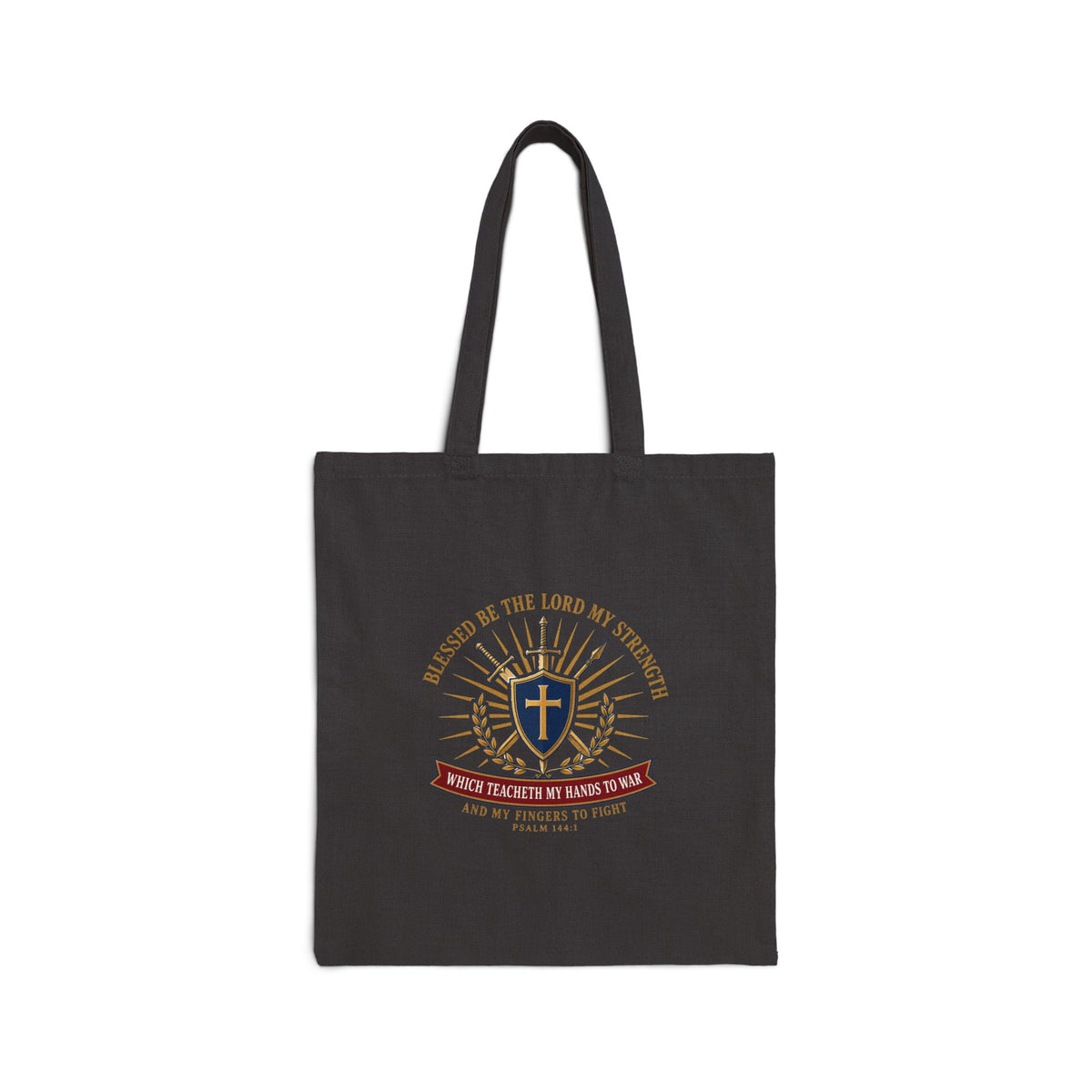 Hands to War Psalm 144:1 Canvas Tote Bag