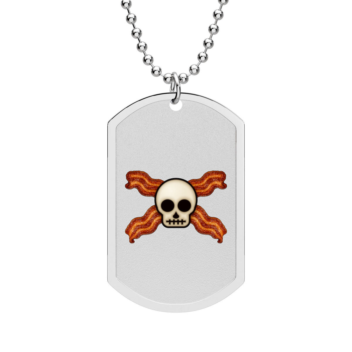 Bacon Jolly Roger Dog Tag Necklace