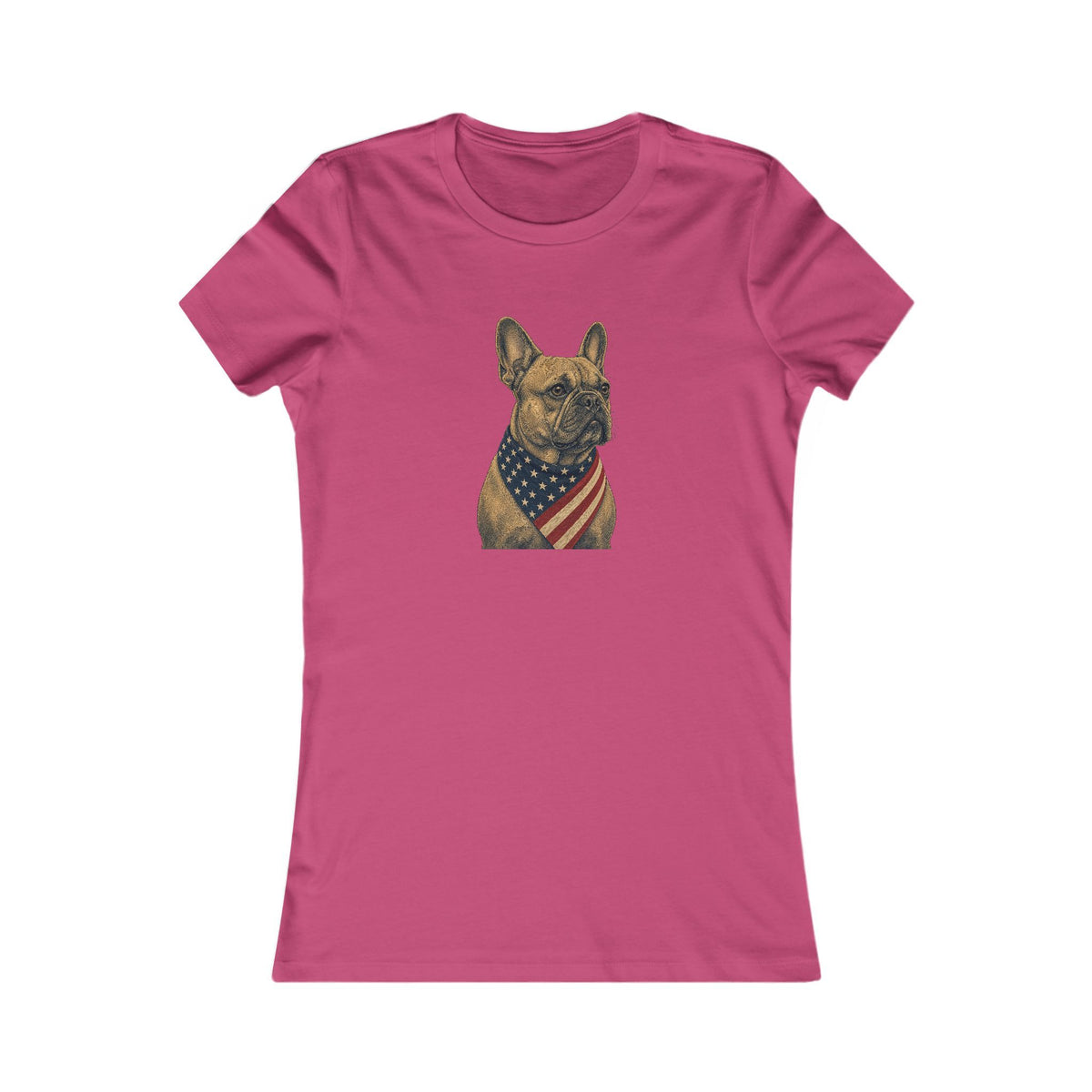 Patriotic French Bulldog American Flag Bandana Women's Slim Fit Tee