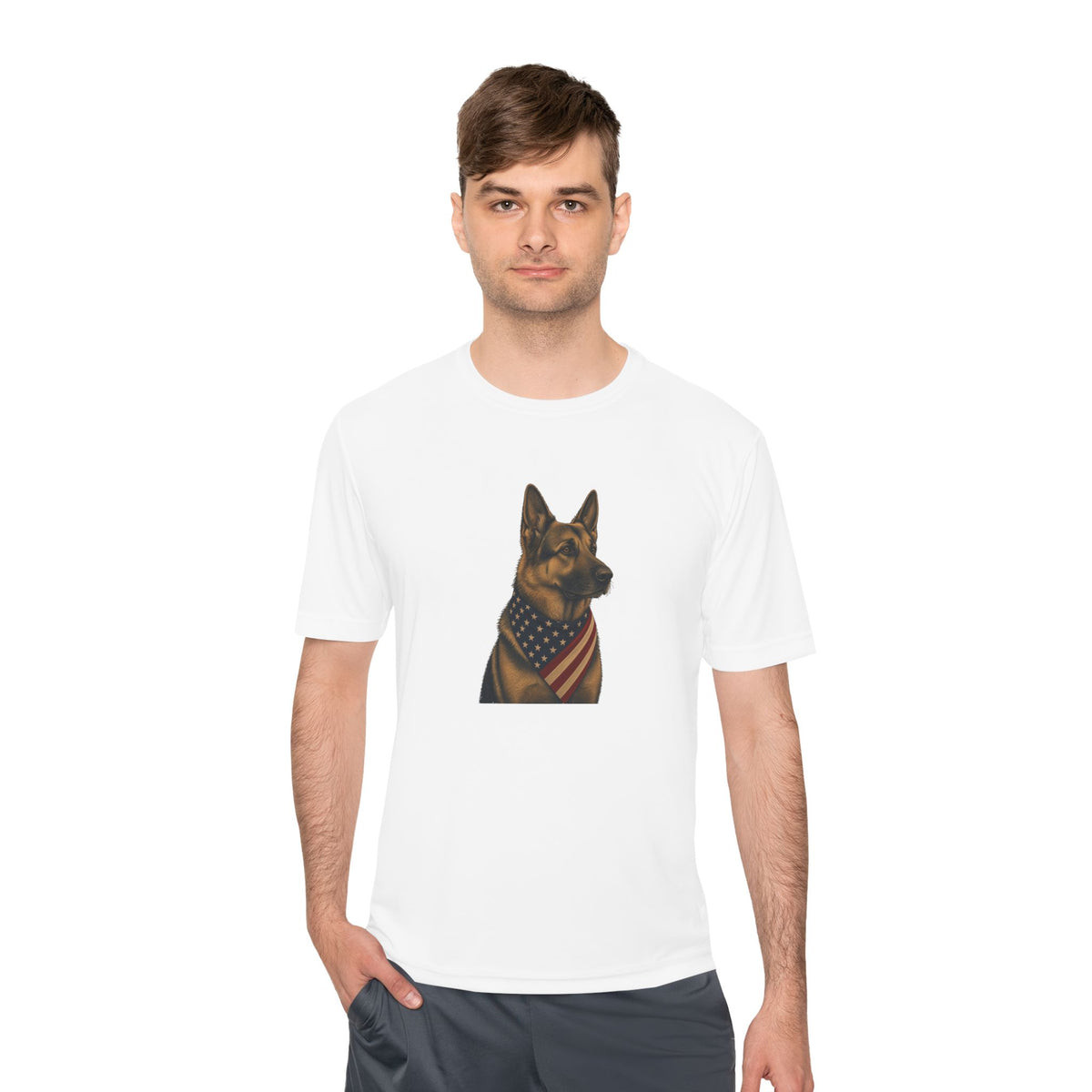 Patriotic German Shepherd American Flag Bandana Men's Dry-Fit Performance Tee