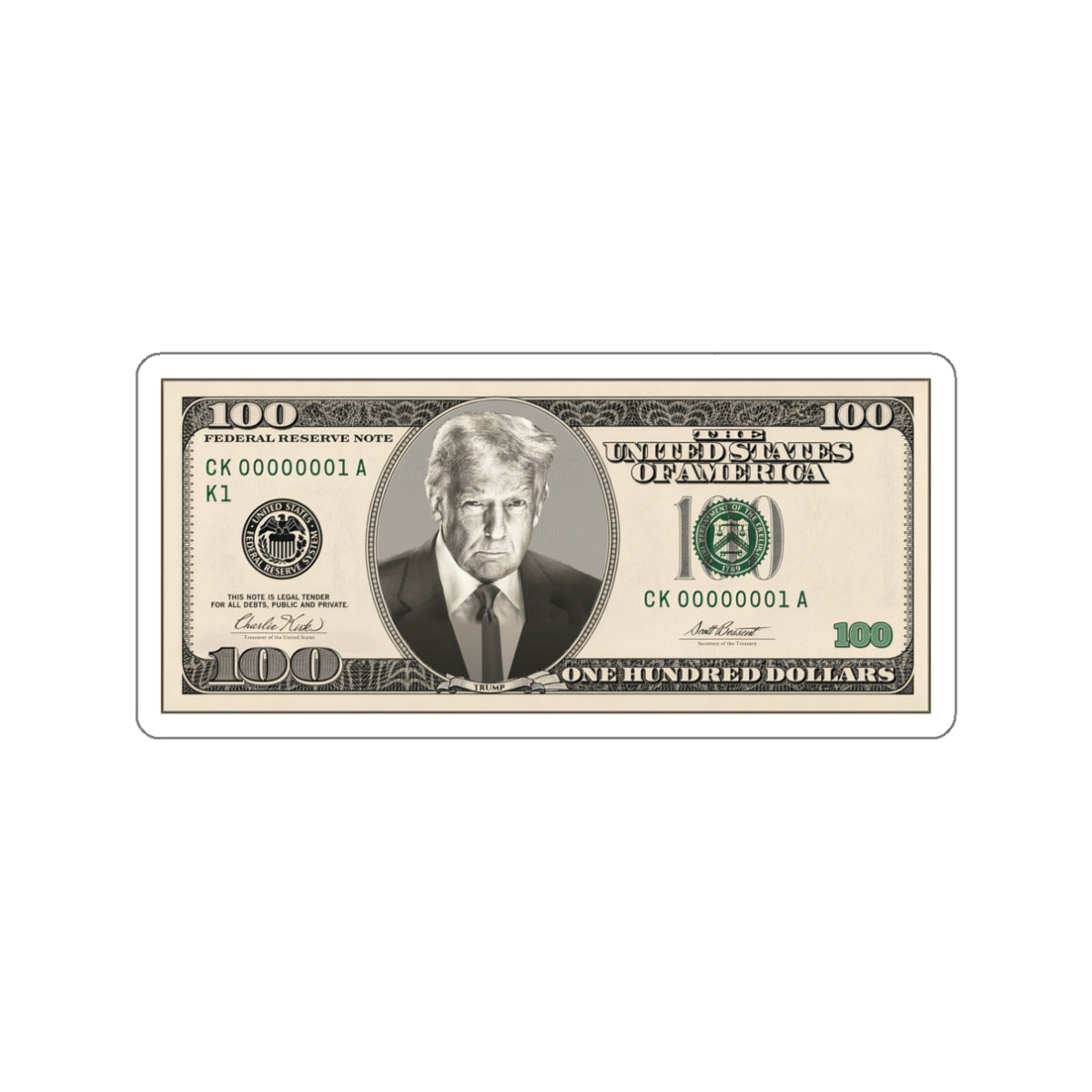 Trump $100 Bill Die-Cut Sticker