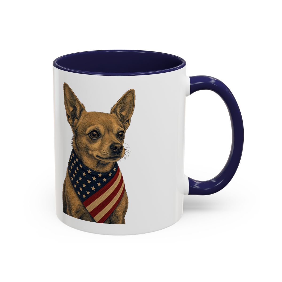 Patriotic Chihuahua Accent Mug - Navy, handle right