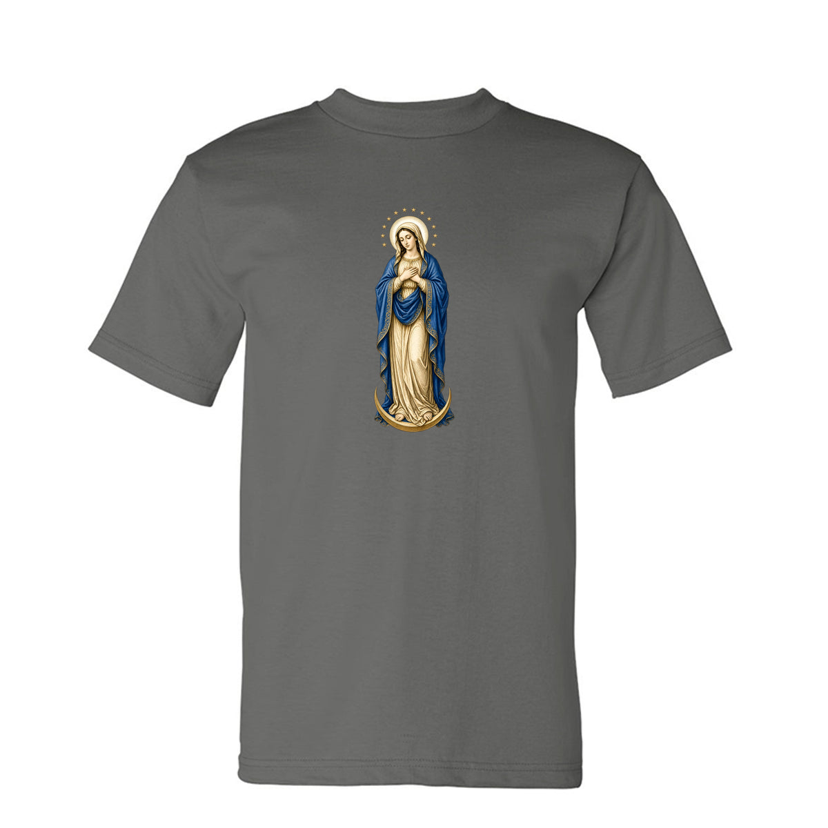 Mary, Crown of Twelve Stars Tee in Charcoal – front