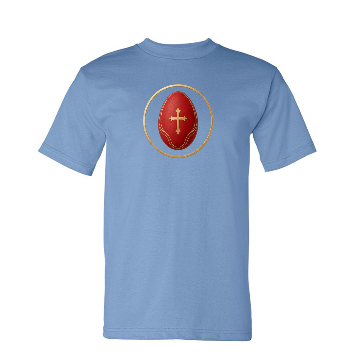He Is Risen Tee in Carolina Blue – front