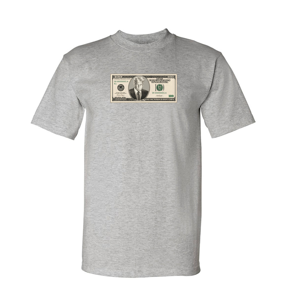 Trump $100 Bill Tee in Dark Ash – front