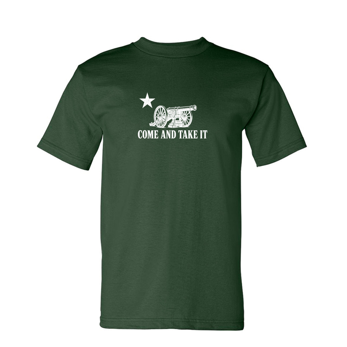 Come and Take It Cannon Tee - Dark Colors in Forest Green – front