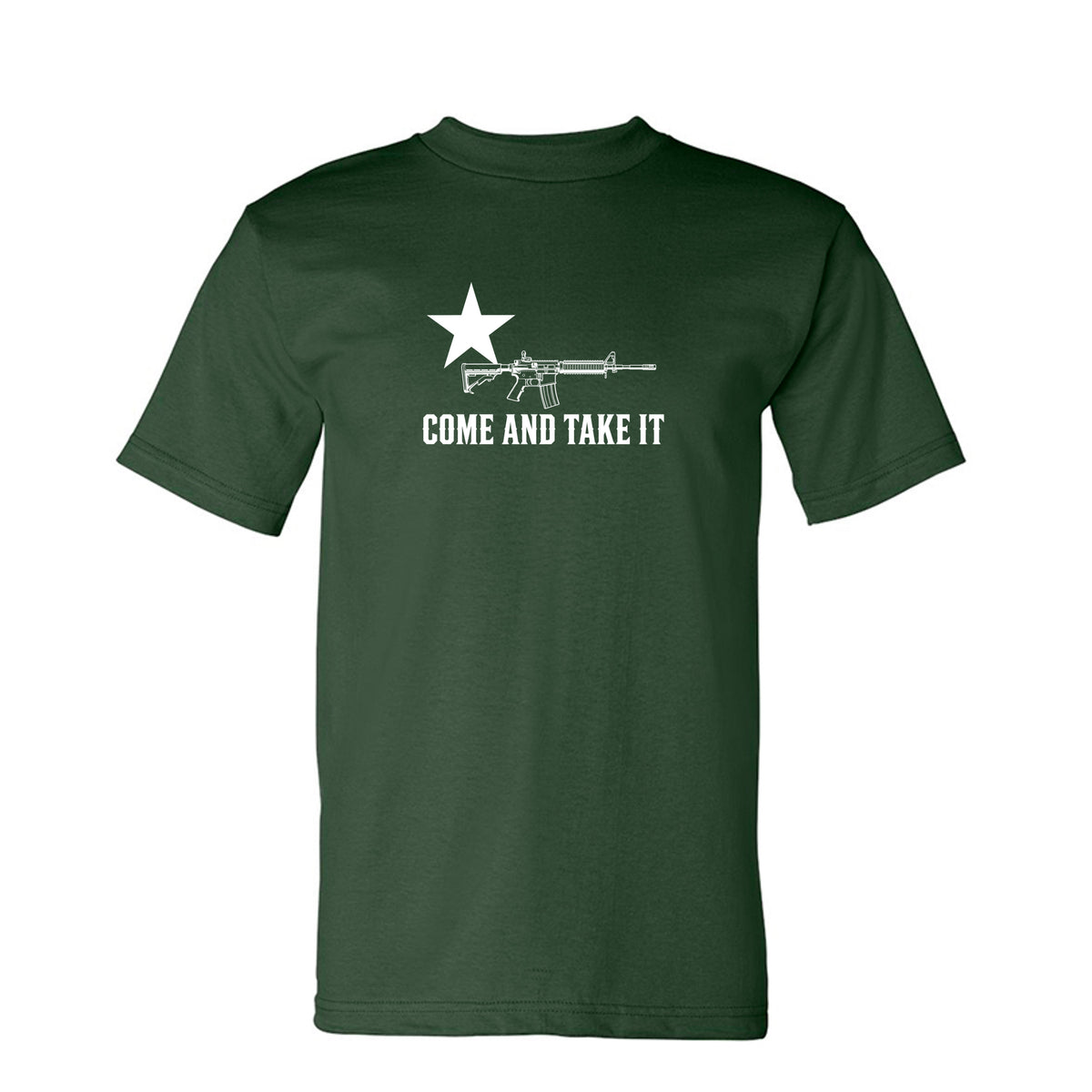 Come and Take It Rifle Tee - Dark Colors in Forest Green – front