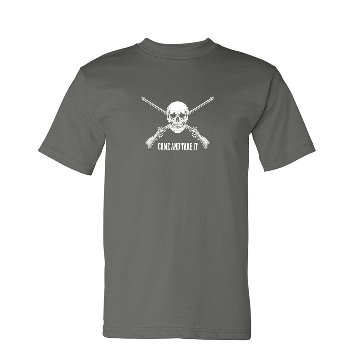 Come and Take It Jolly Roger Tee - Dark Colors in Charcoal – front