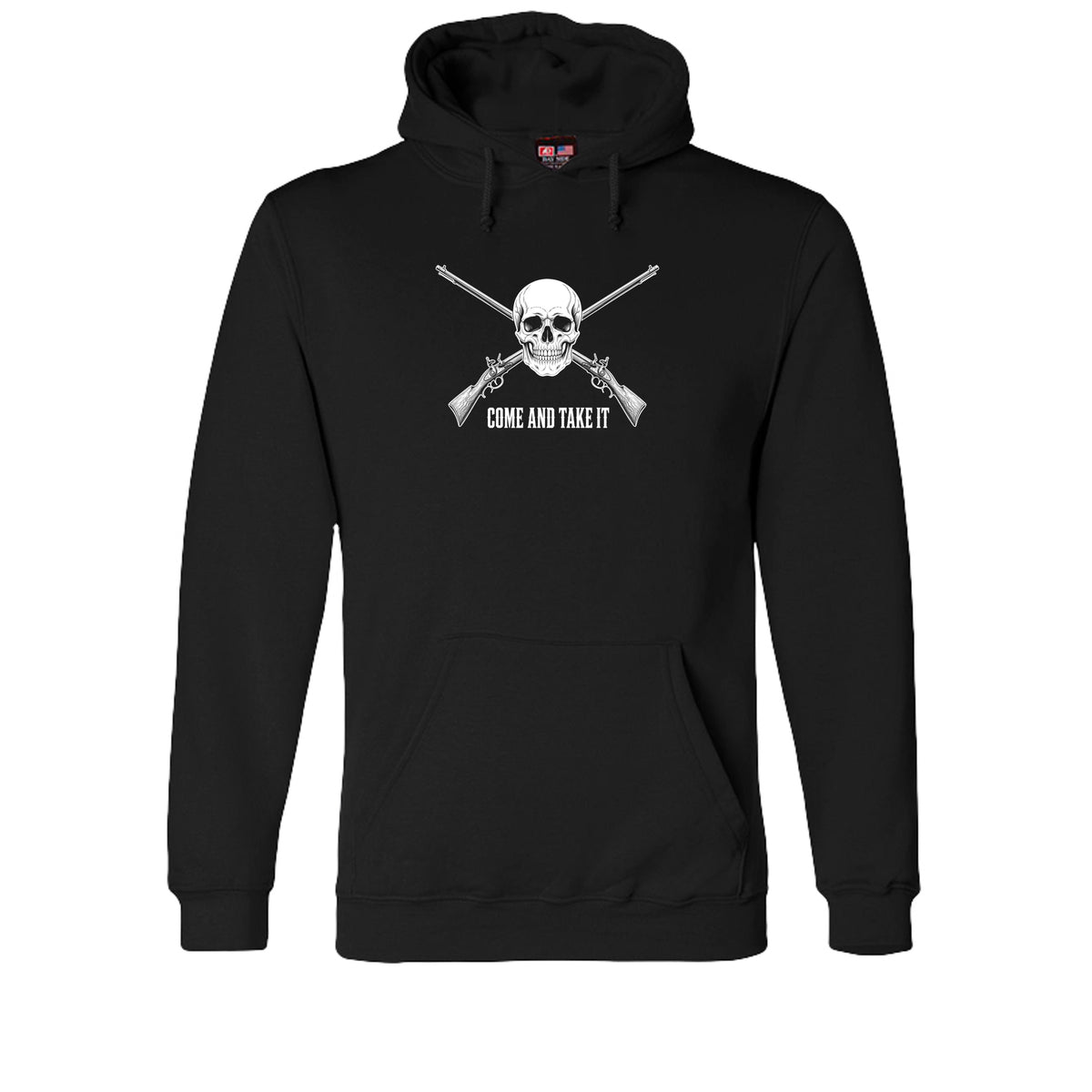 Come and Take It Jolly Roger Hoodie in Black – front