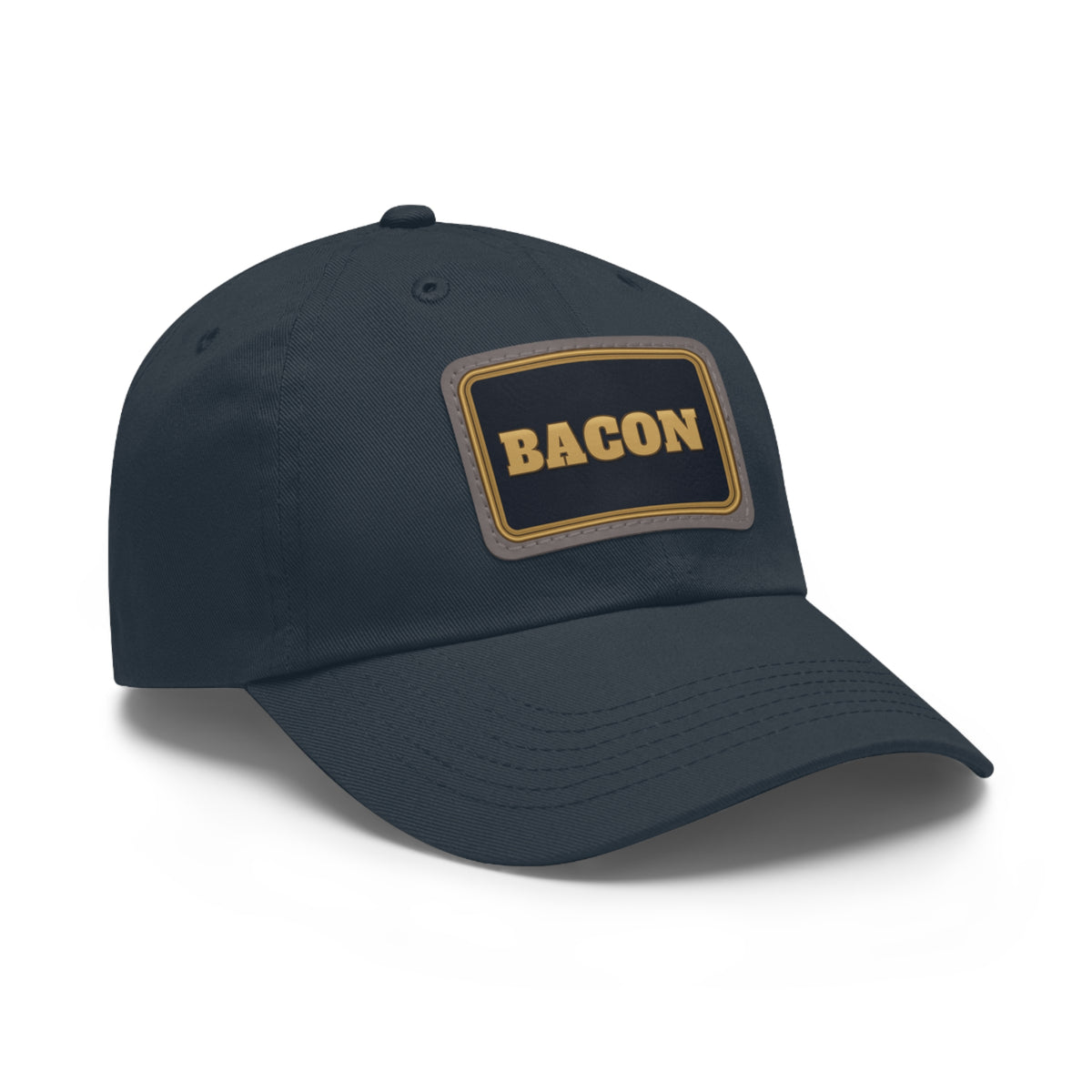 BACON Gold Block Faux Leather Patch Dad Hat