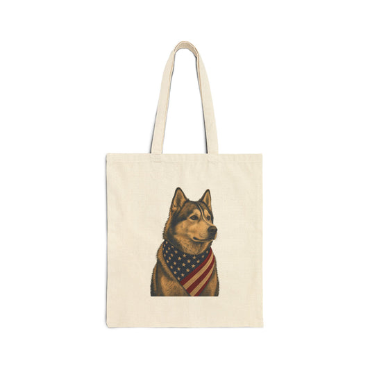 Husky Patriotic Pup Canvas Tote Bag