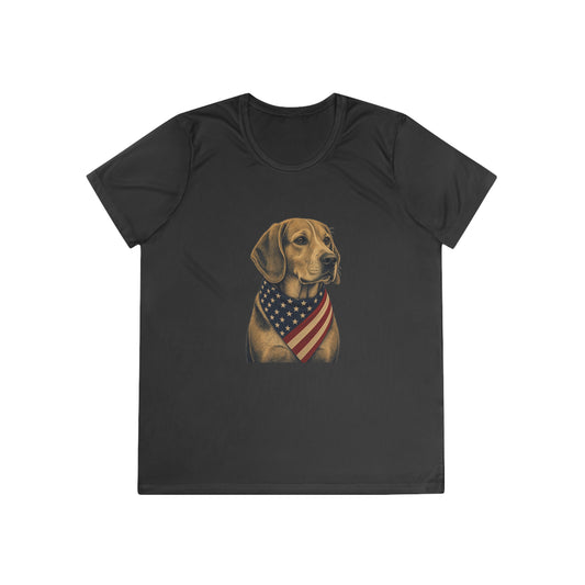 Patriotic Beagle American Flag Bandana Women's Dry-Fit Performance Tee