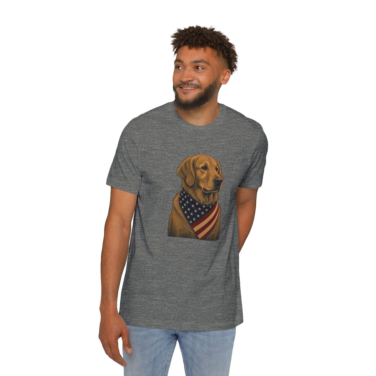 Patriotic Golden Retriever American Flag Bandana Lightweight Tee