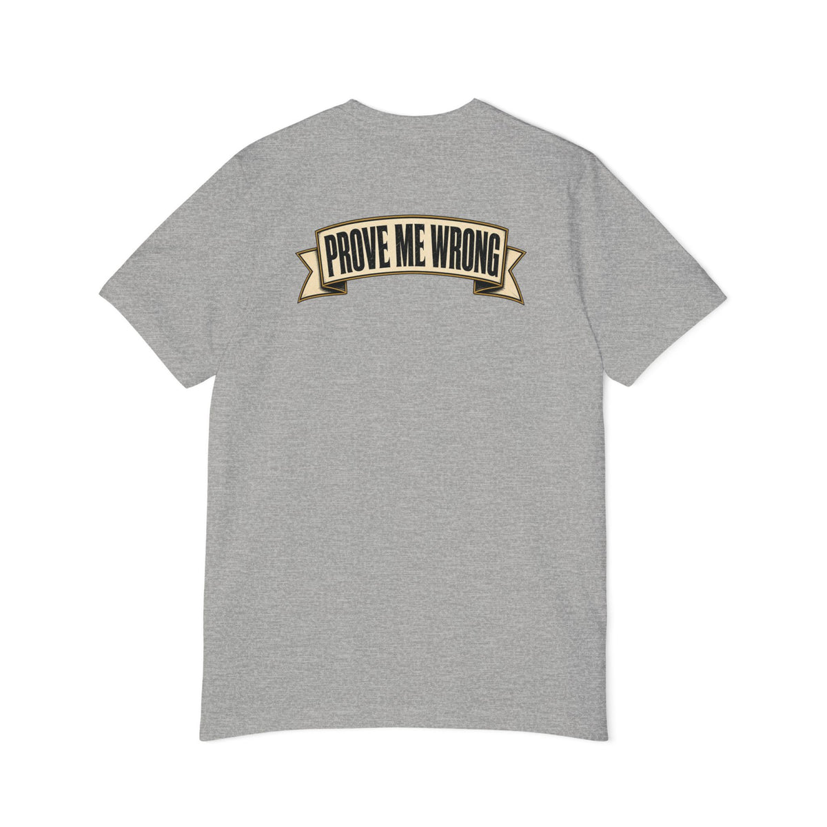 Charlie Kirk Prove Me Wrong Lightweight Tee in Athletic Heather – flat back