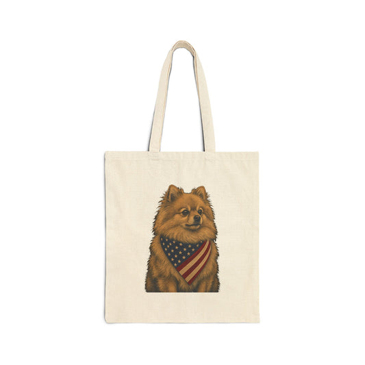 Pomeranian Patriotic Pup Canvas Tote Bag