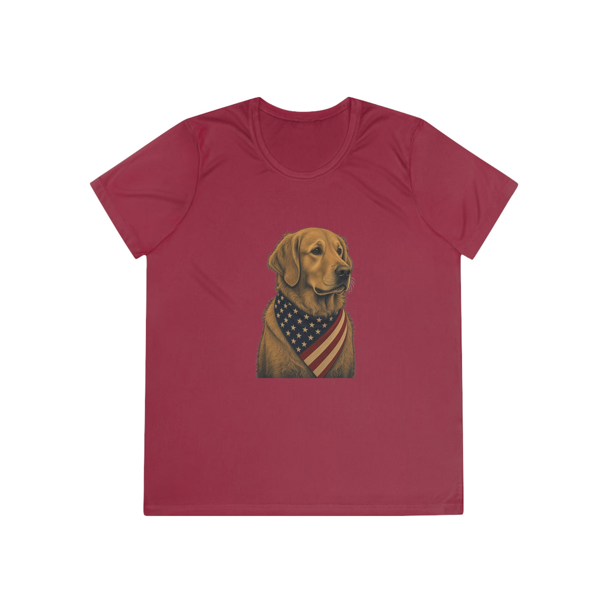 Patriotic Golden Retriever American Flag Bandana Women's Dry-Fit Performance Tee