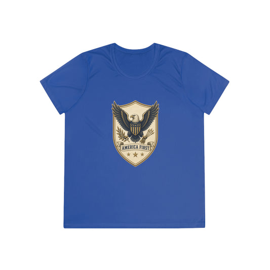 America First Badge Women's Dry-Fit Performance Tee