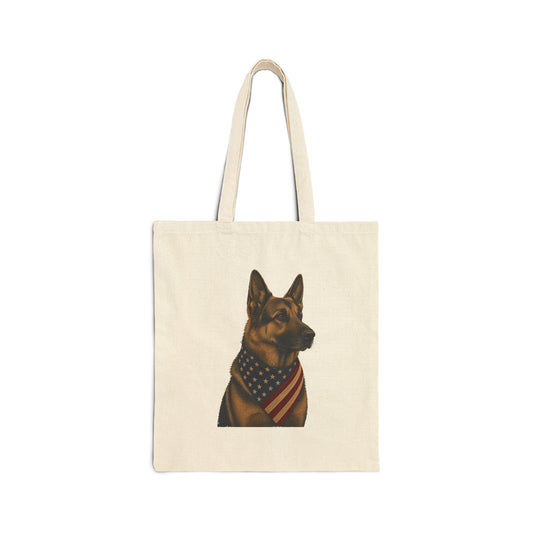German Shepherd Patriotic Pup Canvas Tote Bag