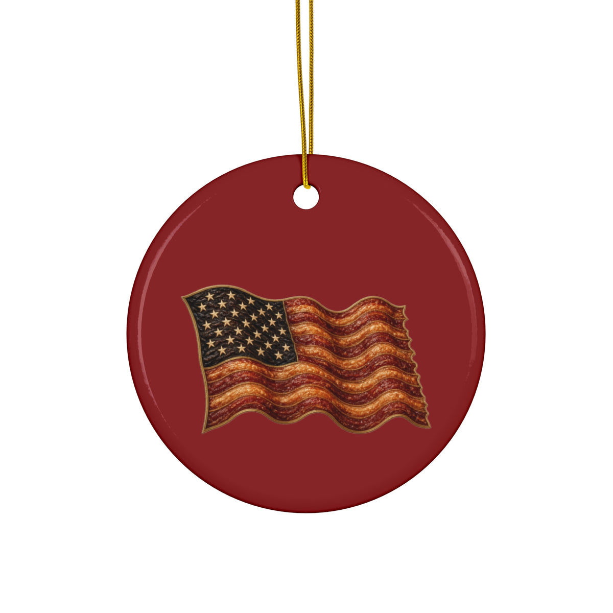 Bacon Flag Ceramic Christmas Ornament