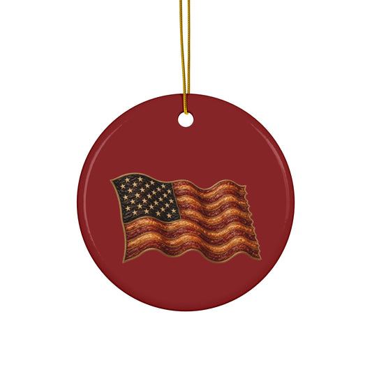 Bacon Flag Ceramic Christmas Ornament