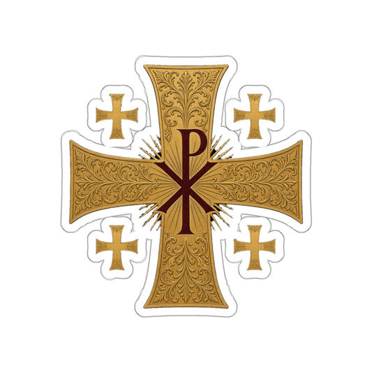 Chi-Rho Jerusalem Cross Die-Cut Sticker