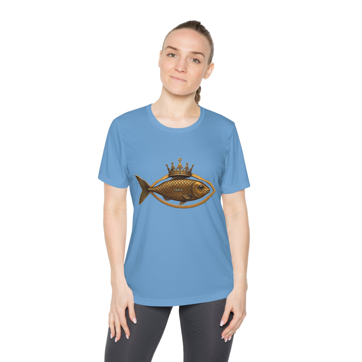 Crowned Ichthys Jesus Fish Women's Dry-Fit Performance Tee