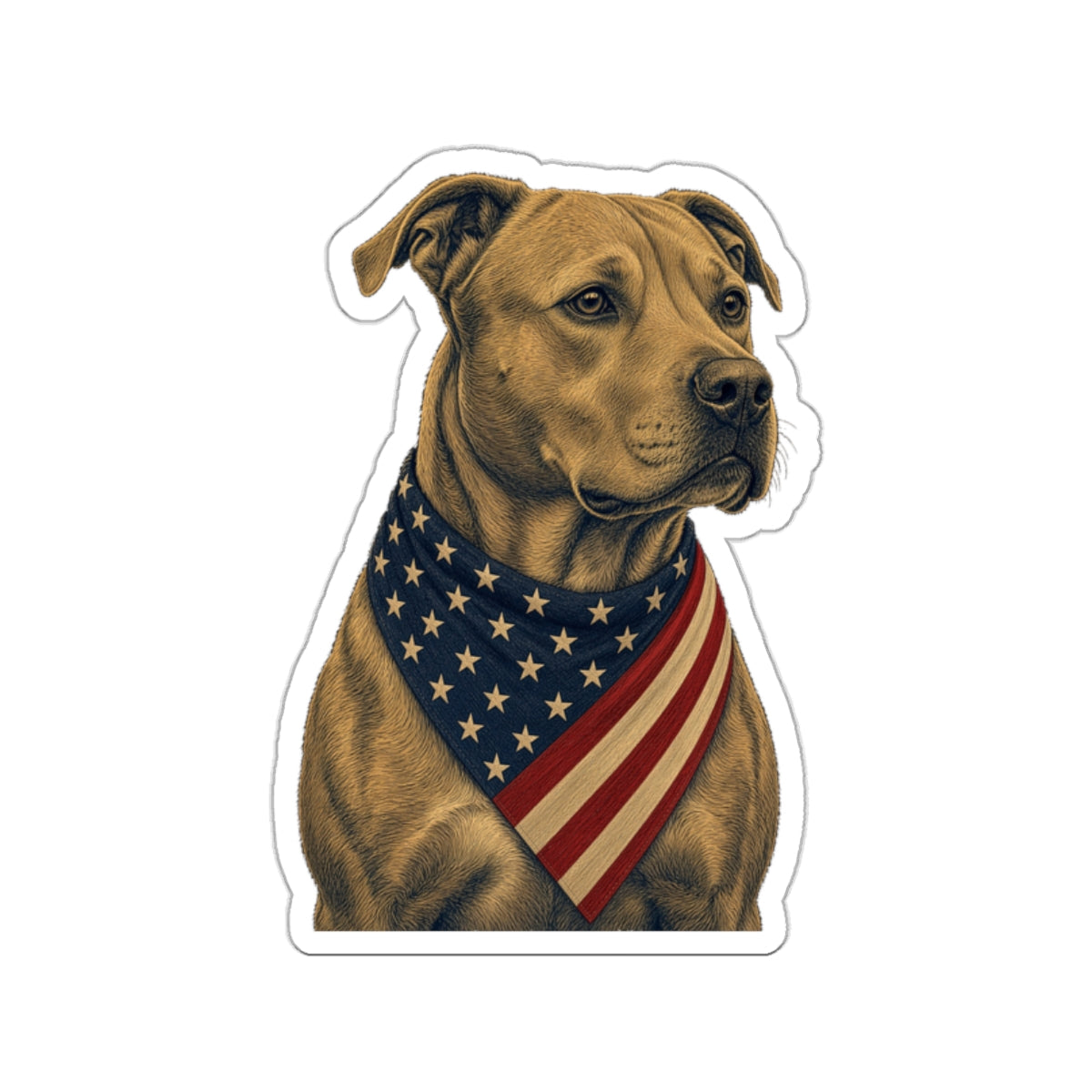 Patriotic Pit Bull American Flag Bandana Die-Cut Sticker
