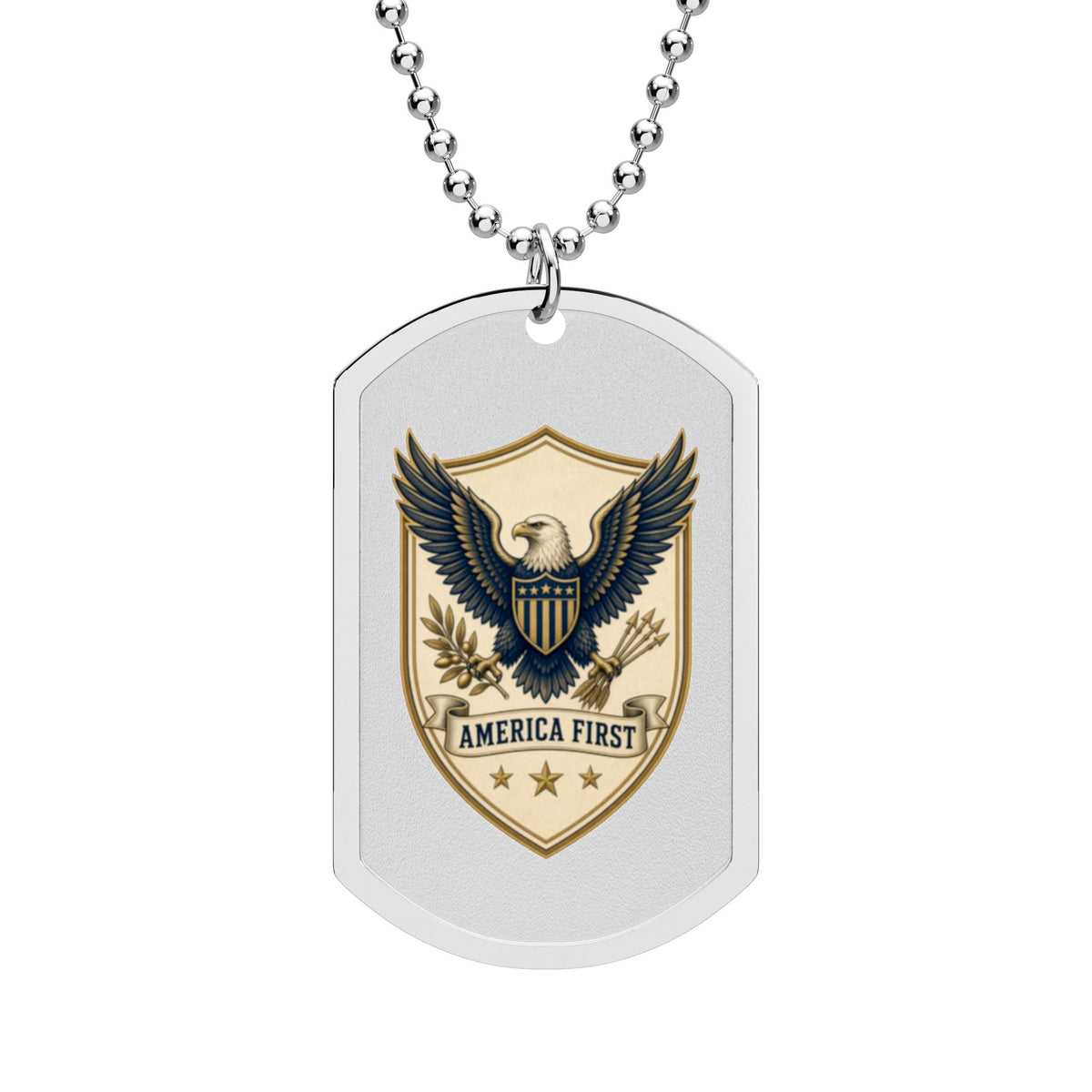 America First Badge Dog Tag Necklace