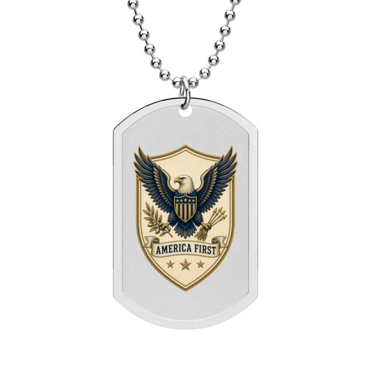 America First Badge Dog Tag Necklace