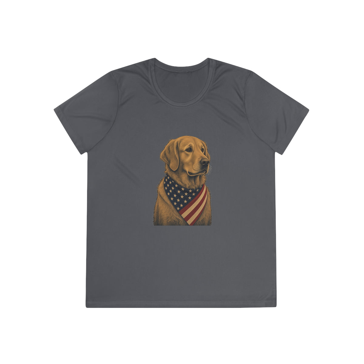 Patriotic Golden Retriever American Flag Bandana Women's Dry-Fit Performance Tee