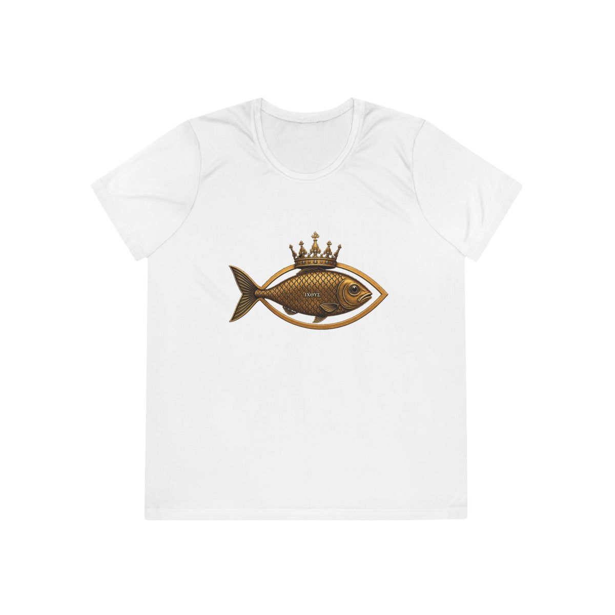 Crowned Ichthys Jesus Fish Women's Dry-Fit Performance Tee